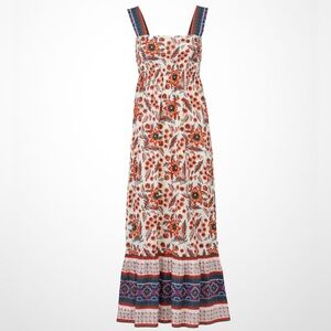 Joie Smocked Floral Print Maxi Dress